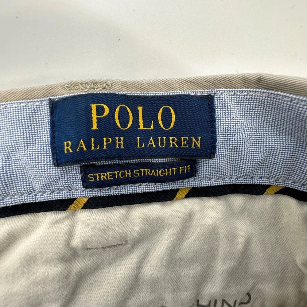 Polo Ralph Lauren Mens Stretch Straight Fit‎ Chino Pants Khaki Tan 36/30 36x30